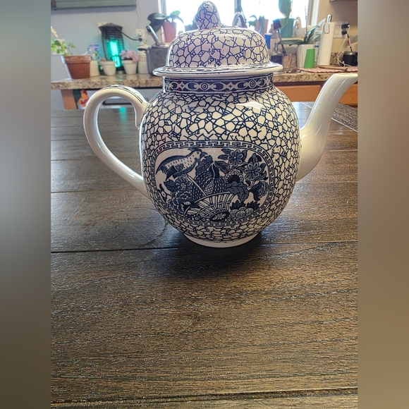 Adams Blue and White Ceramic Teapot - Picture 9 of 11